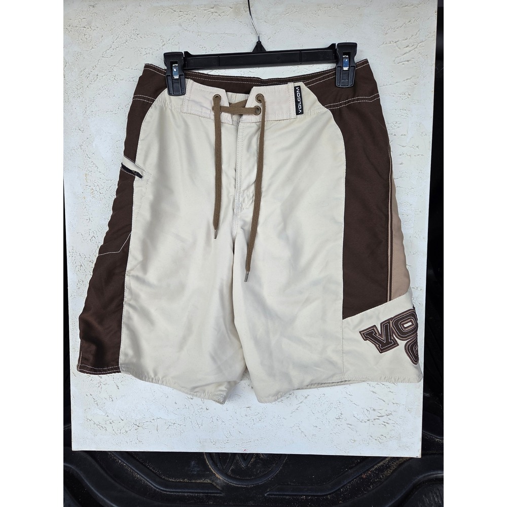 Volcom Mod-Tech Board Shorts Mens 28 Brown Tan Colorblock Swim Trunks